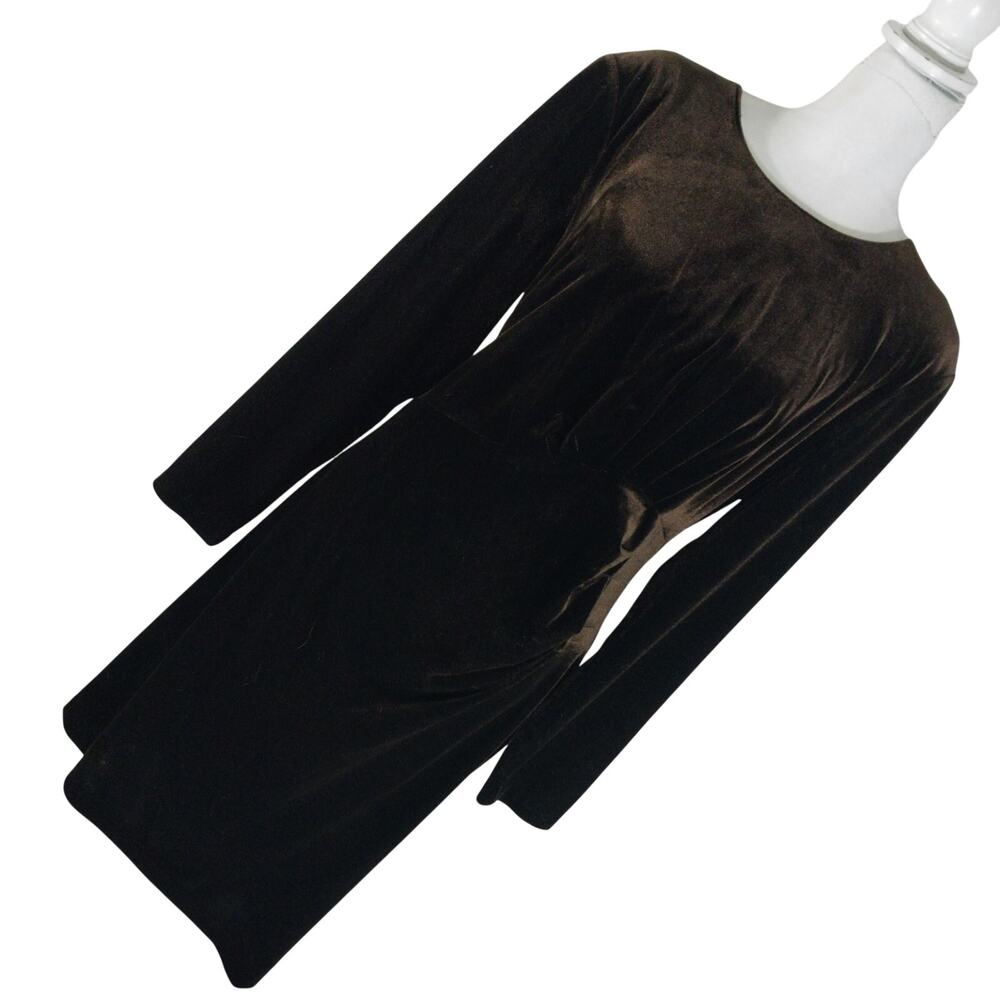 NWT@$139! DKNY! GORGEOUS ESPRESSO BROWN LUXE STRETCH VELVET DRESS! SZ 16